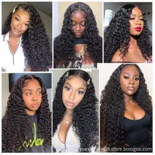 180% Deep Curly 5x5 Lace Closure Frontal Wig Human Hair Wigs For Black Women Transparent HD Pre plucked Frontal Wig Vendor
